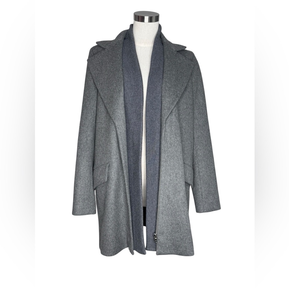 Thakoon Wool Coat Ribbed Panel Zipper Tailored Gray Size 0/XS - Picture 2 of 8